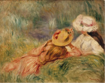 Young Girls by the Water C1893 - Pierre Auguste Renoir Painting